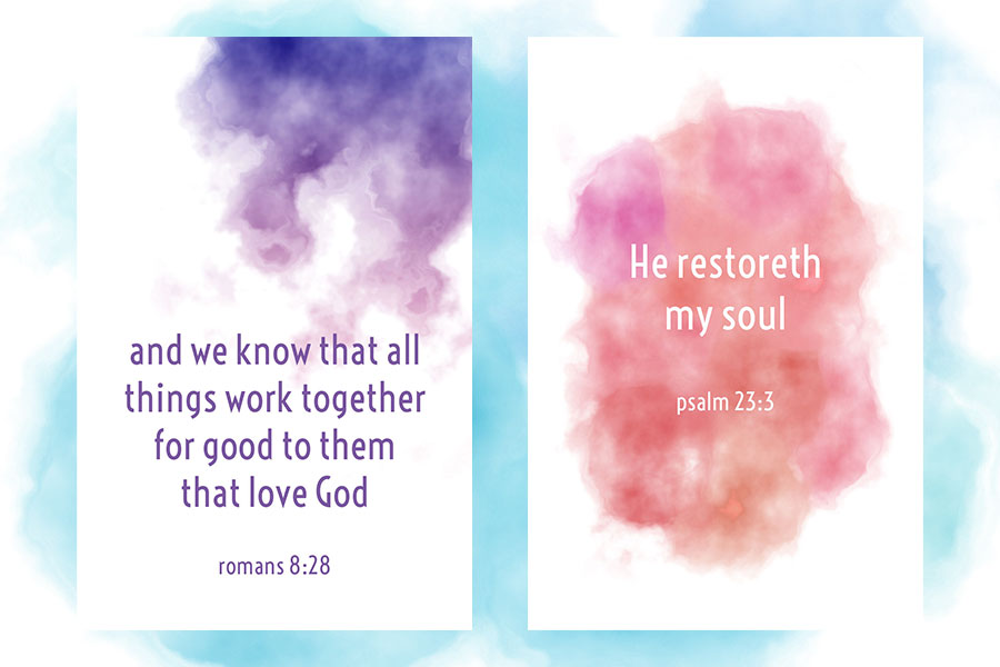 Free Printable - Encouraging and Strengthening KJV Bible Verse Cards in Watercolor