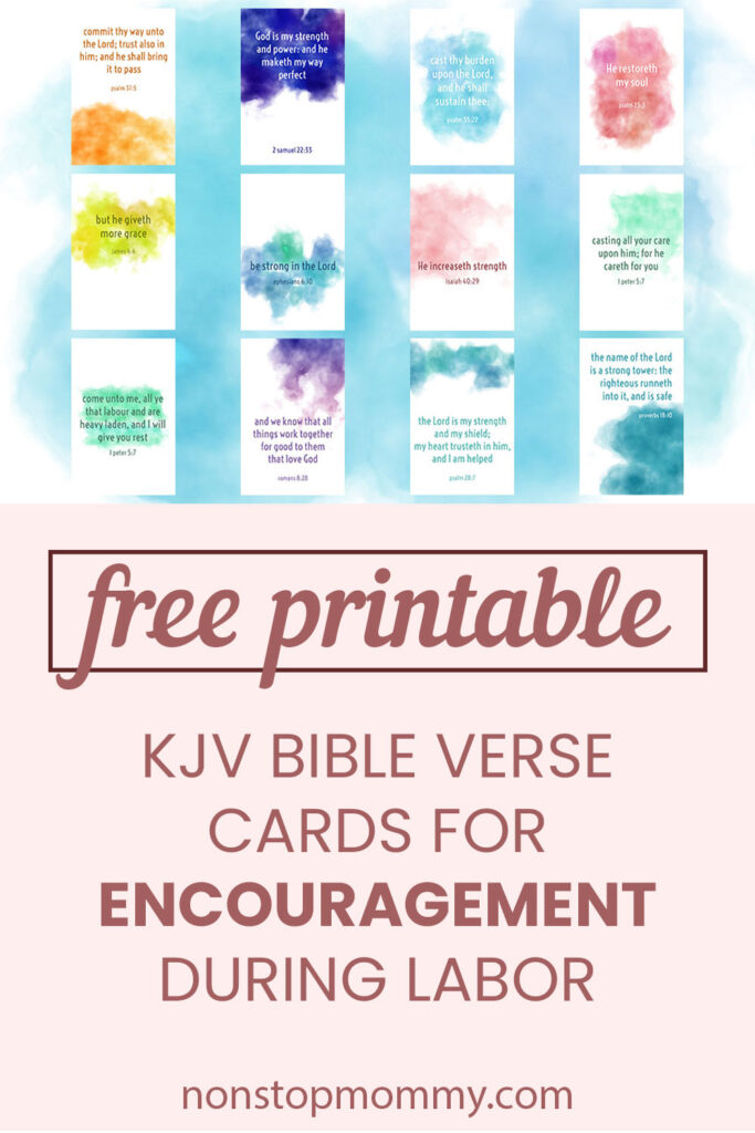 Free Printable - Encouraging and Strengthening KJV Bible Verse Cards in Watercolor