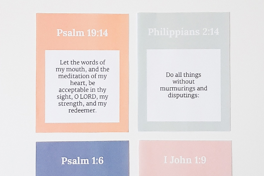 KJV Bible Verse Cards Free Printable (4 shown in picture)